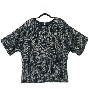 Luci Fellini Vintage Beaded Top Size 18W in Black/Gold/Silver